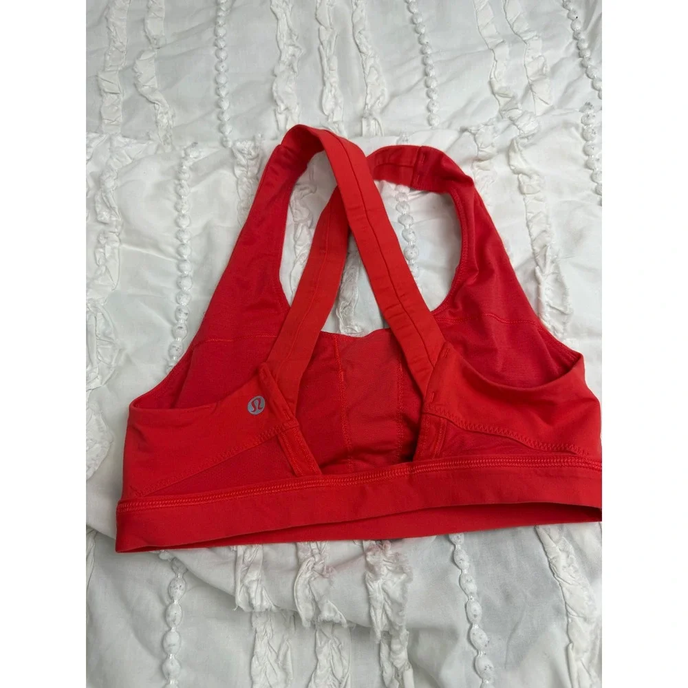 Lululemon Energy Bra Red Cross Back Medium Support Sports Bra Size 6